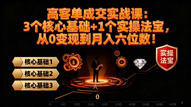 高 客单成交实战课：3个核心基础+1个实操法宝，从0变现到月入六位数！客创社区-专注互联网轻资产资源整合与分享客创社区-专注互联网轻资产资源整合与分享