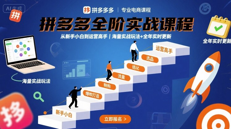 拼多多全阶实战课程，从新手小白到运营高手，海量实战玩法+全年实时更新【2025年10月更新】客创社区-专注互联网轻资产资源整合与分享客创社区-专注互联网轻资产资源整合与分享