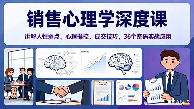 销售心理学深度课，讲解人性弱点、心理操控、成交技巧，36个密码实战应用客创社区-专注互联网轻资产资源整合与分享客创社区-专注互联网轻资产资源整合与分享