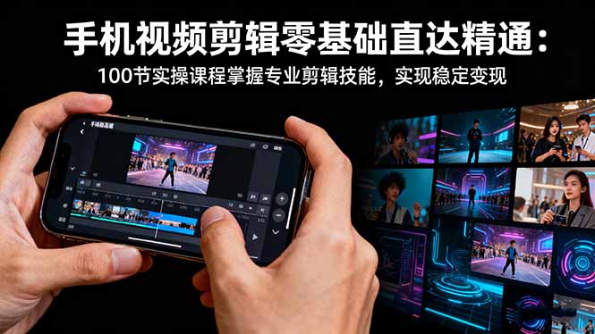 手机视频剪辑零基础直达精通：100节实操课程掌握专业剪辑技能，实现稳...客创社区-专注互联网轻资产资源整合与分享客创社区-专注互联网轻资产资源整合与分享