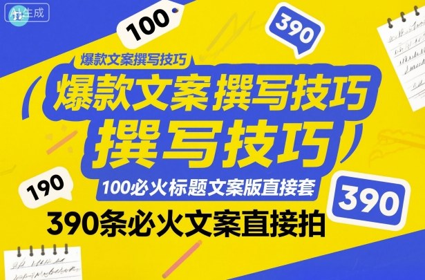 爆款文案撰写技巧，100个必火标题文案模版直接套，390条必火文案直接拍客创社区-专注互联网轻资产资源整合与分享客创社区-专注互联网轻资产资源整合与分享