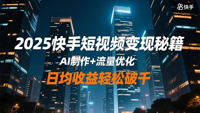 2025快手短视频变现秘籍，AI制作+流量优化，日均收益轻松破千客创社区-专注互联网轻资产资源整合与分享客创社区-专注互联网轻资产资源整合与分享