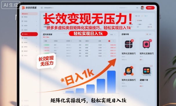 长效变现无压力！拼多多虚拟类目矩阵化实操技巧，轻松实现日入1k【揭秘】客创社区-专注互联网轻资产资源整合与分享客创社区-专注互联网轻资产资源整合与分享