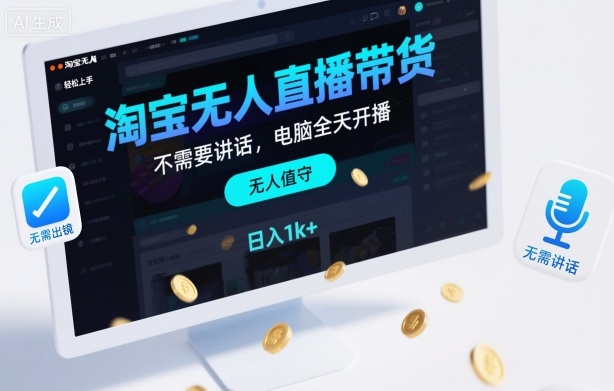 淘宝无人直播带货，不需要出镜，不需要讲话，电脑全天开播，轻松上手，日入1k+【揭秘】客创社区-专注互联网轻资产资源整合与分享客创社区-专注互联网轻资产资源整合与分享