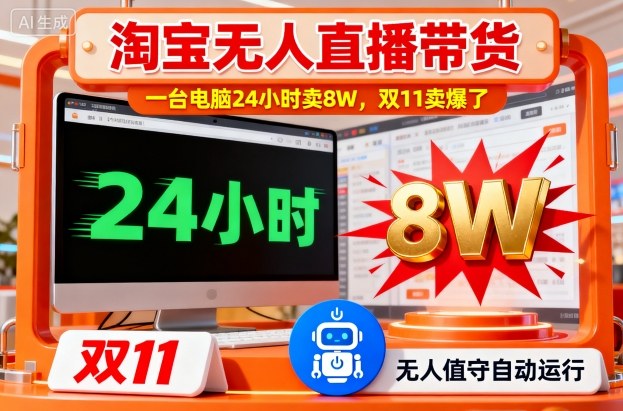 淘宝无人直播带货，一台电脑214小时卖8W，双11卖爆了【揭秘】客创社区-专注互联网轻资产资源整合与分享客创社区-专注互联网轻资产资源整合与分享