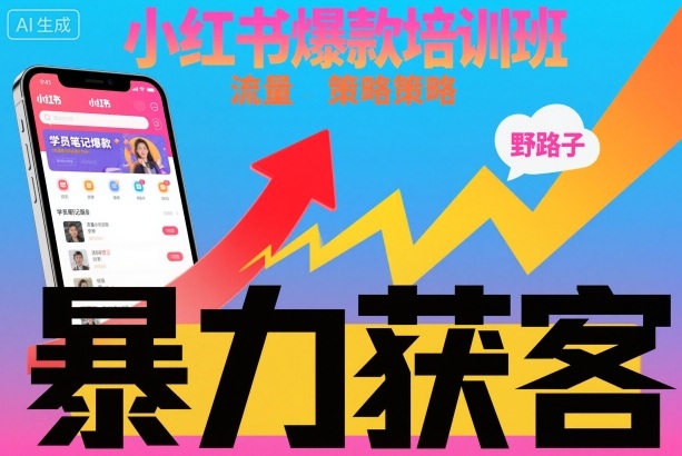 小红书爆款培训班，小红书获客野路子流量打法，暴力持续获客客创社区-专注互联网轻资产资源整合与分享客创社区-专注互联网轻资产资源整合与分享