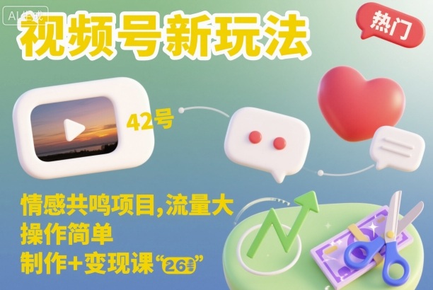 视频号新玩法，情感共鸣项目，流量大，操作简单，制作+变现课客创社区-专注互联网轻资产资源整合与分享客创社区-专注互联网轻资产资源整合与分享