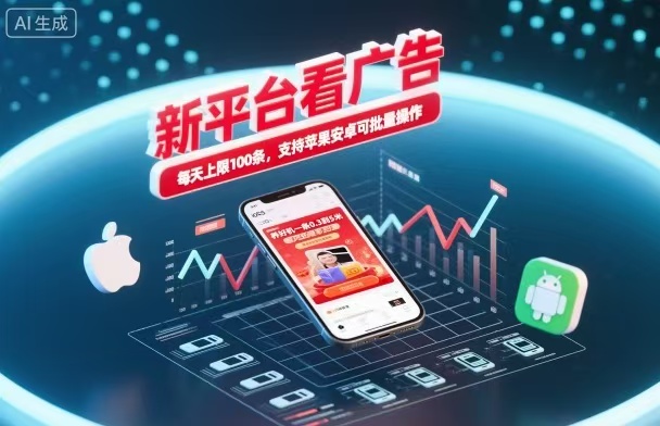 新台看广告，养好机一条5毛到5块，单机日入30到100，支持苹果安卓，可批量操作。客创社区-专注互联网轻资产资源整合与分享客创社区-专注互联网轻资产资源整合与分享