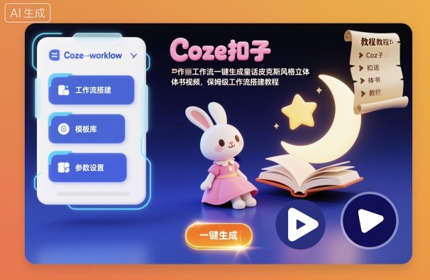 Coze扣子工作流一键生成童话皮克斯风格立体书视频，保姆级工作流搭建教程客创社区-专注互联网轻资产资源整合与分享客创社区-专注互联网轻资产资源整合与分享
