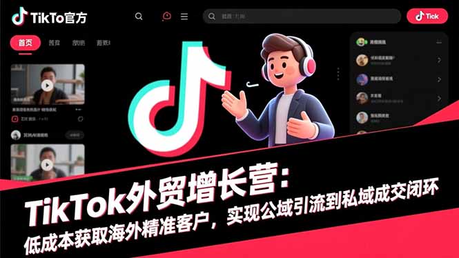 TikTok外贸增长营：低成本获取海外精准客户，实现公域引流到私域成交闭环客创社区-专注互联网轻资产资源整合与分享客创社区-专注互联网轻资产资源整合与分享