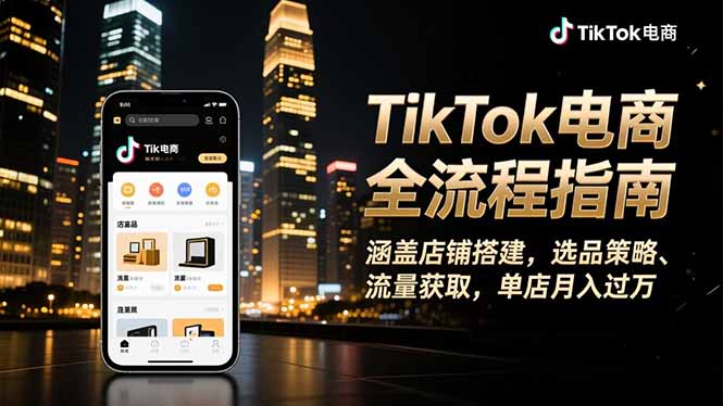 TikTok电商全流程指南，涵盖店铺搭建、选品策略、流量获取，单店月入过万客创社区-专注互联网轻资产资源整合与分享客创社区-专注互联网轻资产资源整合与分享