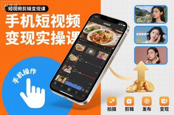 手机短视频变现实操课，短视频剪辑变现课客创社区-专注互联网轻资产资源整合与分享客创社区-专注互联网轻资产资源整合与分享