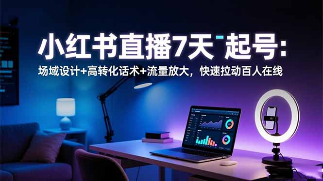 小红书直播7天起号：场域设计+高转化话术+流量放大，快速拉动百人在线客创社区-专注互联网轻资产资源整合与分享客创社区-专注互联网轻资产资源整合与分享