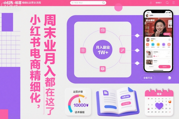 小红书电商精细化运营全流程，周末副业月入1W+，全套方法都在这了客创社区-专注互联网轻资产资源整合与分享客创社区-专注互联网轻资产资源整合与分享