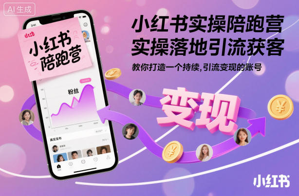 小红书实操陪跑营，实操落地引流获客，教你打造一个持续引流变现的账号客创社区-专注互联网轻资产资源整合与分享客创社区-专注互联网轻资产资源整合与分享