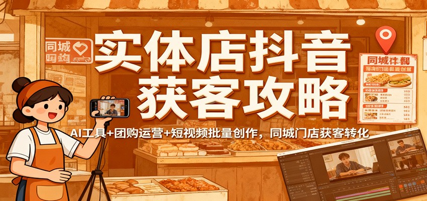 实体店抖音获客攻略：AI工具+团购运营+短视频批量创作，同城门店获客转化客创社区-专注互联网轻资产资源整合与分享客创社区-专注互联网轻资产资源整合与分享