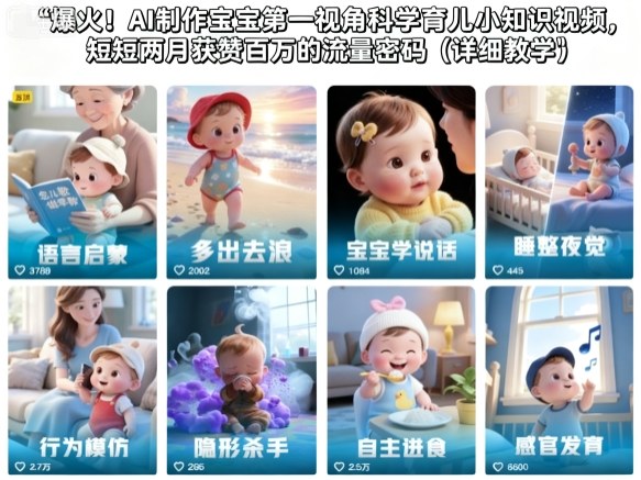爆火！AI制作宝宝第一视角科学育儿小知识视频，短短两月获赞百万的流量密码(详细教学)客创社区-专注互联网轻资产资源整合与分享客创社区-专注互联网轻资产资源整合与分享