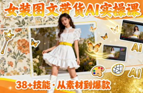 女装图文带货的AI实操课-鱼见海资源网-免费PHP网站源码模板,插件软件网创AI智能体资源分享平台！