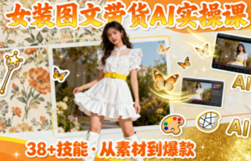 女装图文带货的AI实操课，覆盖38个实用技能，快速提升素材制作效率客创社区-专注互联网轻资产资源整合与分享客创社区-专注互联网轻资产资源整合与分享