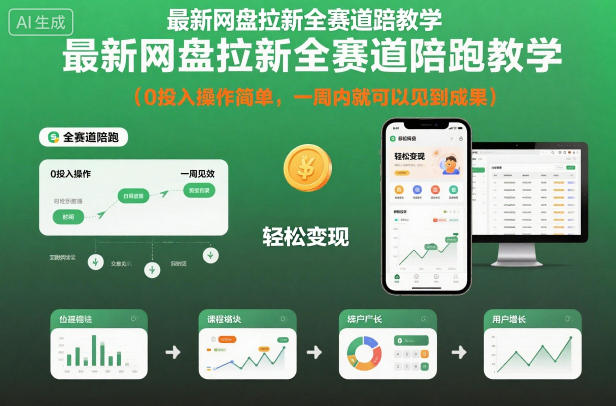 最新网盘拉新全赛道陪跑教学，0投入操作简单，一周内就可以见到成果客创社区-专注互联网轻资产资源整合与分享客创社区-专注互联网轻资产资源整合与分享