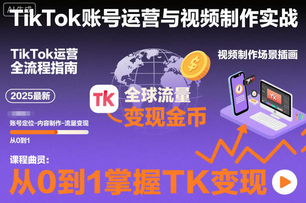 2025最新TikTok账号运营与视频制作实战全流程，从0到1掌握TK变现(含11月最新TK搬运技术)客创社区-专注互联网轻资产资源整合与分享客创社区-专注互联网轻资产资源整合与分享