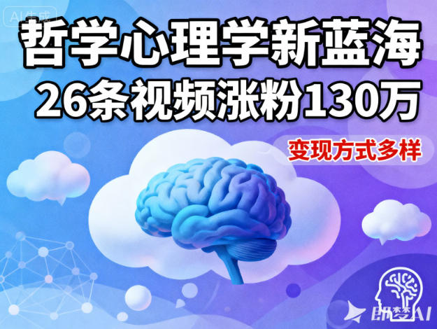 短视频新蓝海，哲学心理学赛道，26条视频涨粉130W，变现方式多样客创社区-专注互联网轻资产资源整合与分享客创社区-专注互联网轻资产资源整合与分享