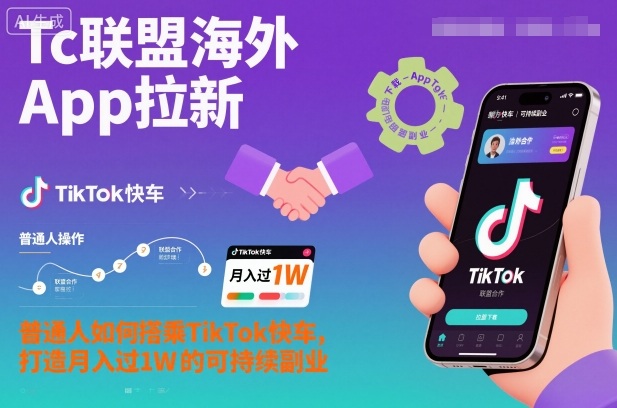 Tc联盟海外App拉新：普通人如何搭乘TikTok快车，打造月入过1W的可持续副业客创社区-专注互联网轻资产资源整合与分享客创社区-专注互联网轻资产资源整合与分享