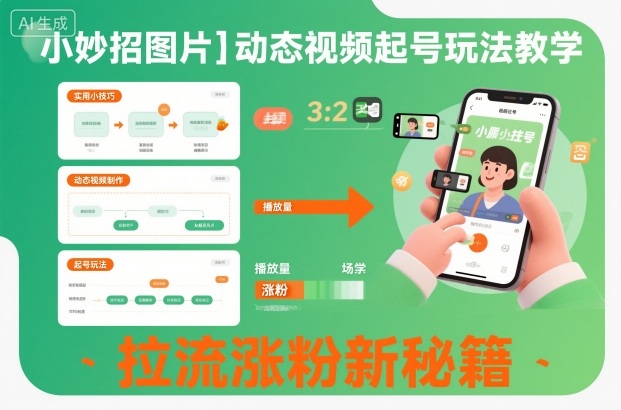 小妙招图片＋动态视频起号玩法教学，拉流涨粉新秘籍客创社区-专注互联网轻资产资源整合与分享客创社区-专注互联网轻资产资源整合与分享