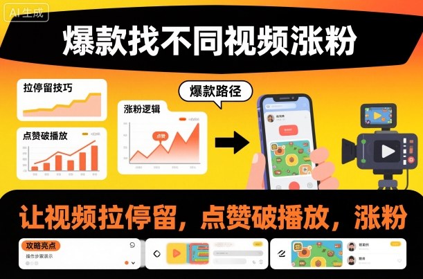 爆款找不同视频涨粉，让视频拉停留，实现点赞，破播放，涨粉客创社区-专注互联网轻资产资源整合与分享客创社区-专注互联网轻资产资源整合与分享