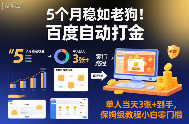 5个月稳如老狗！百度自动打金，单人当天3张+到手，保姆级教程小白零门槛【揭秘】客创社区-专注互联网轻资产资源整合与分享客创社区-专注互联网轻资产资源整合与分享