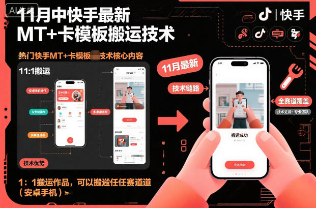 11月中快手最新MT+卡模板搬运技术，1：1搬运作品，可以搬运任何赛道(安卓手机)客创社区-专注互联网轻资产资源整合与分享客创社区-专注互联网轻资产资源整合与分享