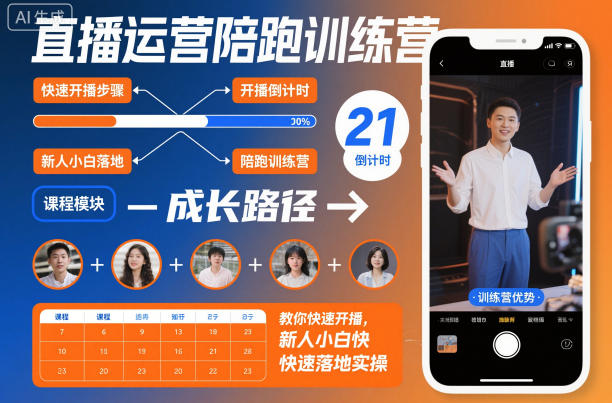 直播运营陪跑训练营，教你快速开播，新人小白快速落地实操客创社区-专注互联网轻资产资源整合与分享客创社区-专注互联网轻资产资源整合与分享
