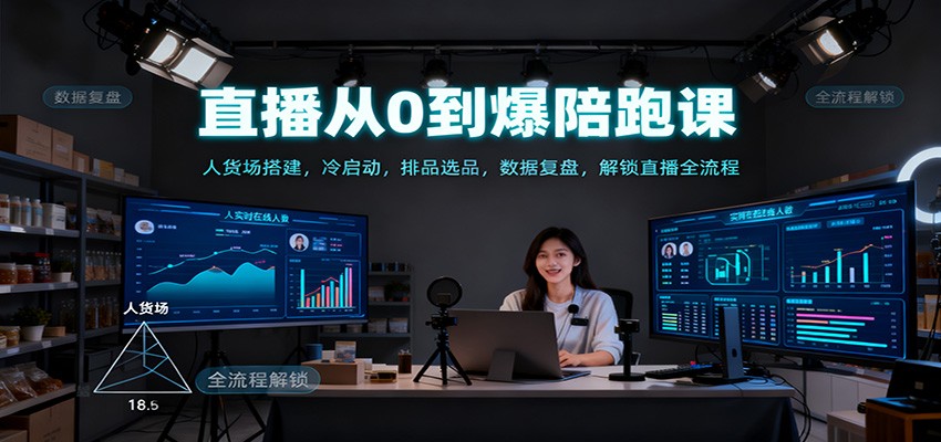 直播从0到爆陪跑课：人货场搭建，冷启动，排品选品，数据复盘，解锁直播全流程客创社区-专注互联网轻资产资源整合与分享客创社区-专注互联网轻资产资源整合与分享