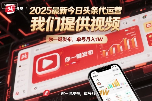 2025最新今日头条代运营，我们提供视频，你一键发布，单号月入1W【揭秘】-鱼见海资源网-免费PHP网站源码模板,插件软件网创AI智能体资源分享平台！