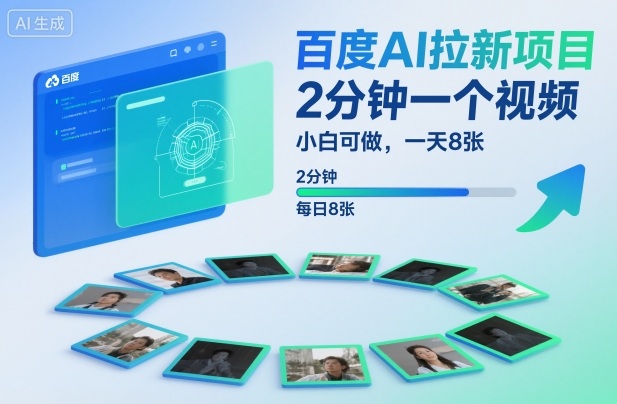 百度AI拉新项目，2分钟一个视频，小白可做，一天8张【附案例+保姆级教程】-鱼见海资源网-免费PHP网站源码模板,插件软件网创AI智能体资源分享平台！
