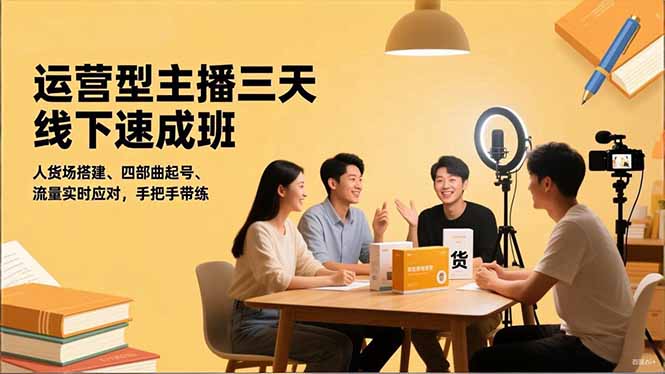 运营型主播三天线下班，人货场搭建,四部曲起号,流量实时应对，手把手带练-鱼见海资源网-免费PHP网站源码模板,插件软件网创AI智能体资源分享平台！