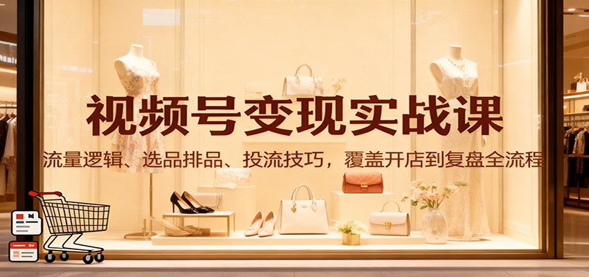 视频号变现实战课：流量逻辑、选品排品、投流技巧，覆盖开店到复盘全流程客创社区-专注互联网轻资产资源整合与分享客创社区-专注互联网轻资产资源整合与分享