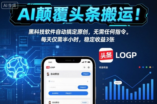 AI颠覆头条搬运！黑科技软件自动搞定原创，无需任何指令。每天仅需半小时，稳定收益3张【揭秘】客创社区-专注互联网轻资产资源整合与分享客创社区-专注互联网轻资产资源整合与分享