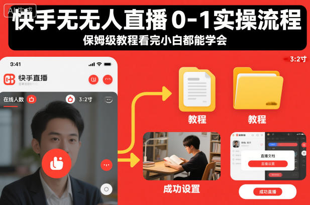 快手无人直播0-1实操流程，保姆级教程看完小白都能学会客创社区-专注互联网轻资产资源整合与分享客创社区-专注互联网轻资产资源整合与分享