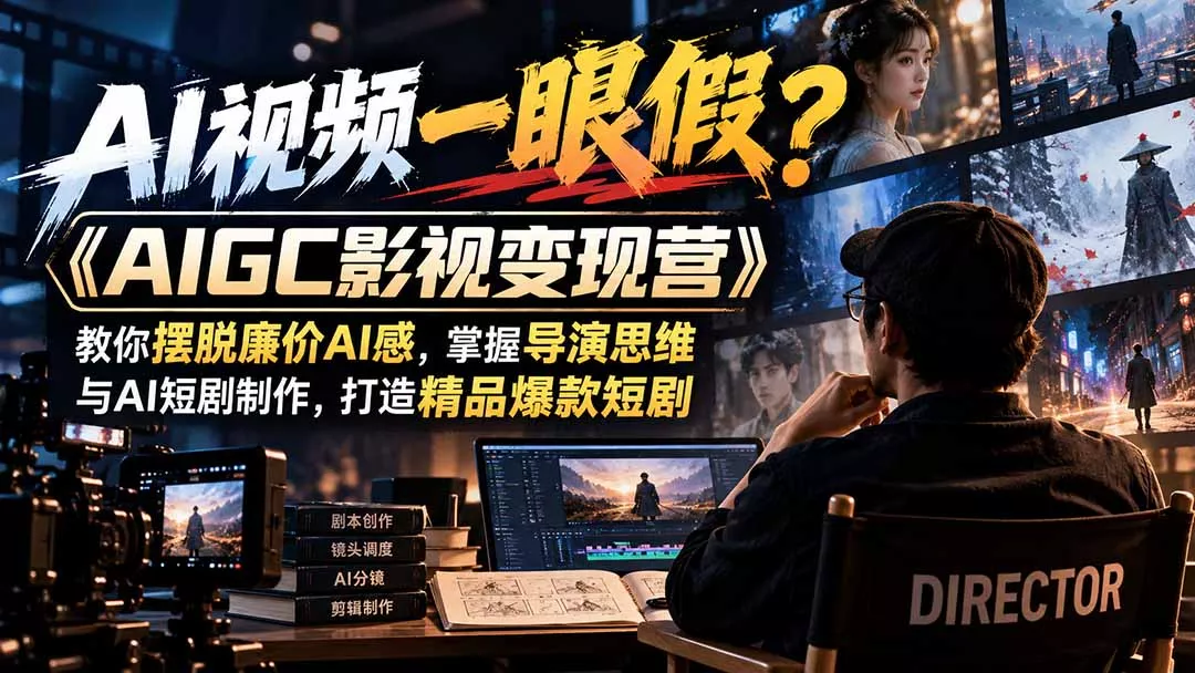 【无水印】AI视频一眼假?《AIGC影视变现营》教你摆脱廉价AI感,掌握导演思维与AI短剧制作,打造精品爆款短剧客创社区-专注互联网轻资产资源整合与分享客创社区-专注互联网轻资产资源整合与分享