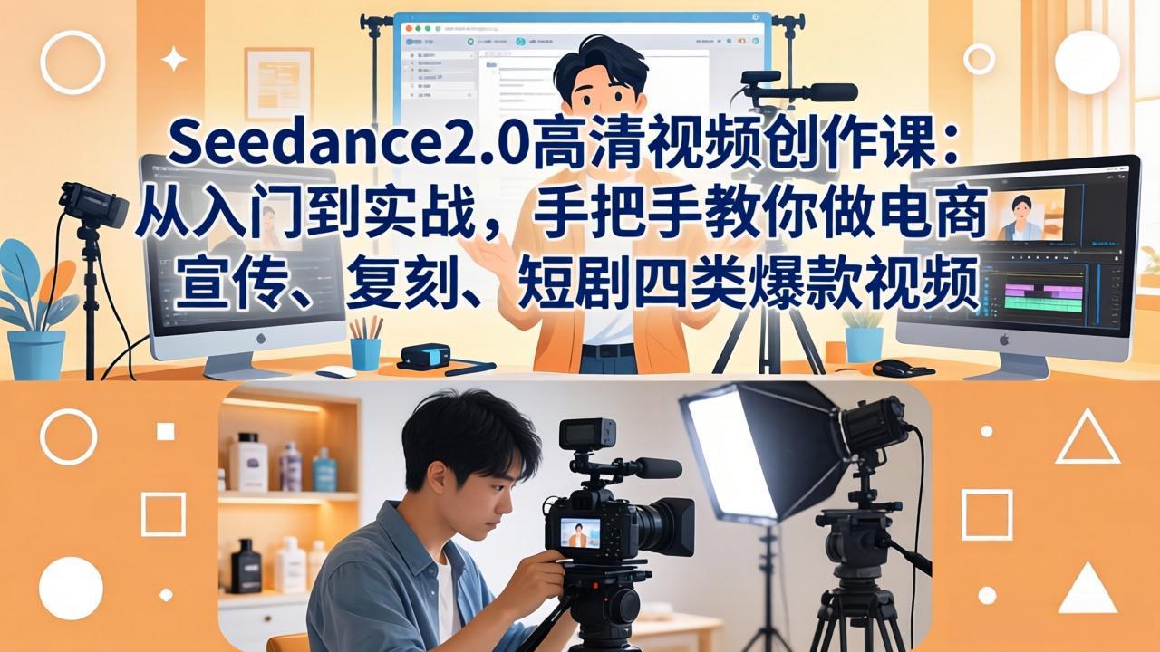Seedance2.0高清视频创作课：从入门到实战，手把手教你做电商、宣传、复刻、短剧四类爆款视频客创社区-专注互联网轻资产资源整合与分享客创社区-专注互联网轻资产资源整合与分享