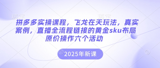 拼多多实操课程，飞龙在天玩法，真实案例，直播全流程链接的黄金sku布局原价操作六个活动客创社 - 专注互联网轻资产创业及网络项目资源整合与分享客创社 - 专注互联网轻资产创业及网络项目资源整合与分享