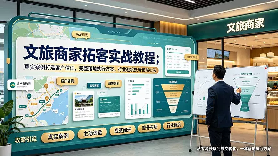文旅商家拓客实战教程；真实案例打造客户信任，完整落地执行方案，行业避坑账号布局心法-鱼见海资源网-免费PHP网站源码模板,插件软件网创AI智能体资源分享平台！