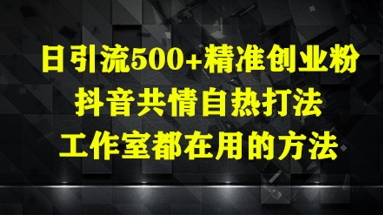 日引流500+精准创业粉，抖音共情自热打法，工作室都在用的方法客创社 - 专注互联网轻资产创业及网络项目资源整合与分享客创社 - 专注互联网轻资产创业及网络项目资源整合与分享