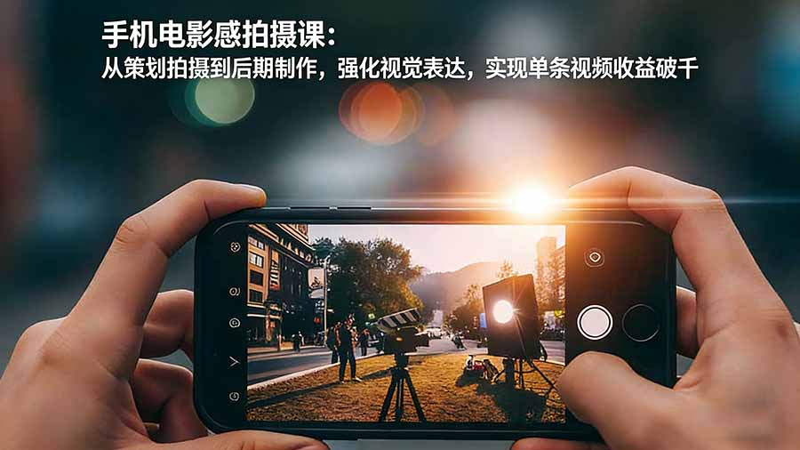 手机电影感拍摄课：从策划拍摄到后期制作，强化视觉表达，实现单条视频收益破千主用 -、辅助 +中赚资源