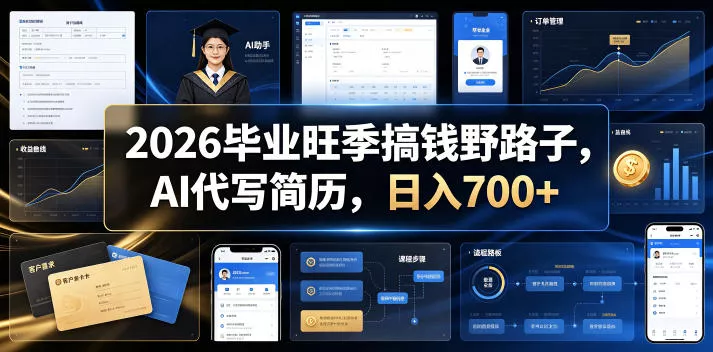2026毕业旺季搞钱野路子，AI代写简历，日入700+【揭秘】客创社区-专注互联网轻资产资源整合与分享客创社区-专注互联网轻资产资源整合与分享
