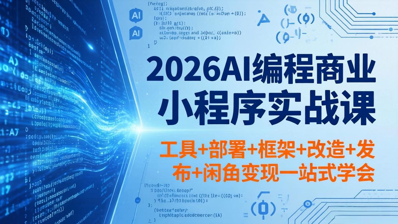 2026AI编程商业小程序实战课，工具+部署+框架+改造+发布+闲鱼变现一站式学会客创社区-专注互联网轻资产资源整合与分享客创社区-专注互联网轻资产资源整合与分享
