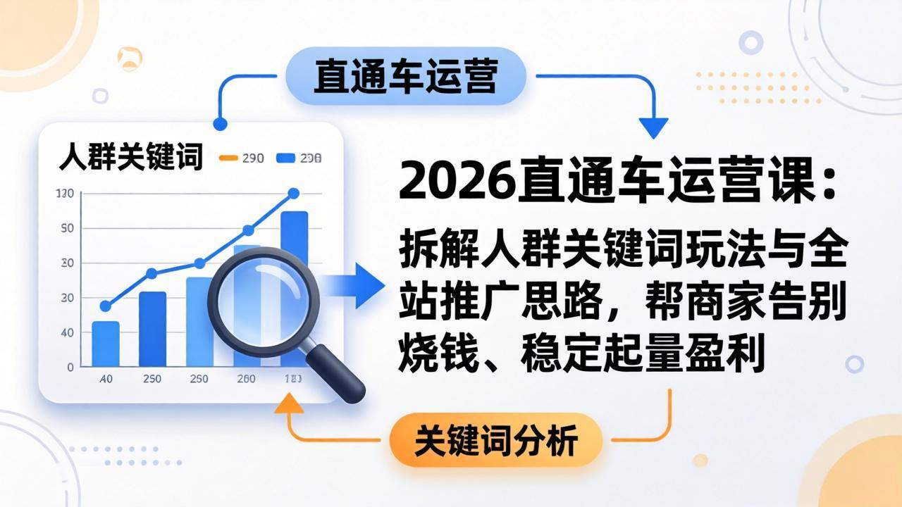 2026直通车运营课：拆解人群关键词玩法与全站推广思路，帮商家告别烧钱、稳定起量盈利客创社区-专注互联网轻资产资源整合与分享客创社区-专注互联网轻资产资源整合与分享