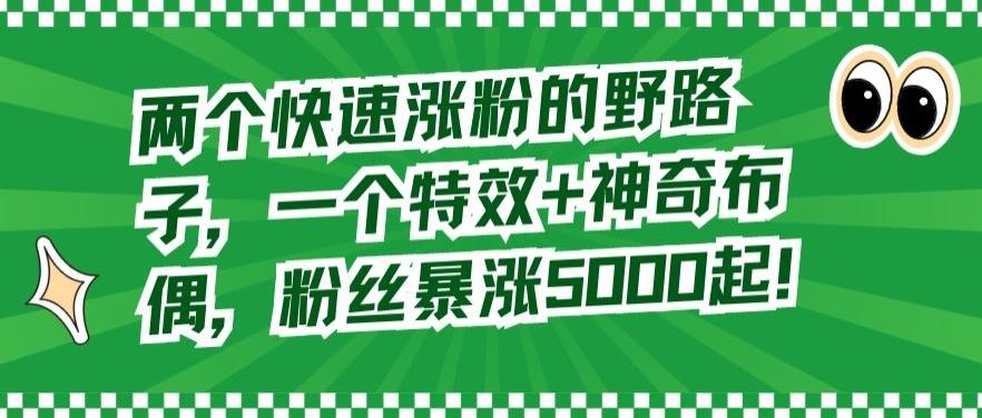 两个快速涨粉的野路子，一个特效+神奇布偶，粉丝暴涨5000起【揭秘】客创社 - 专注互联网轻资产创业及网络项目资源整合与分享客创社 - 专注互联网轻资产创业及网络项目资源整合与分享