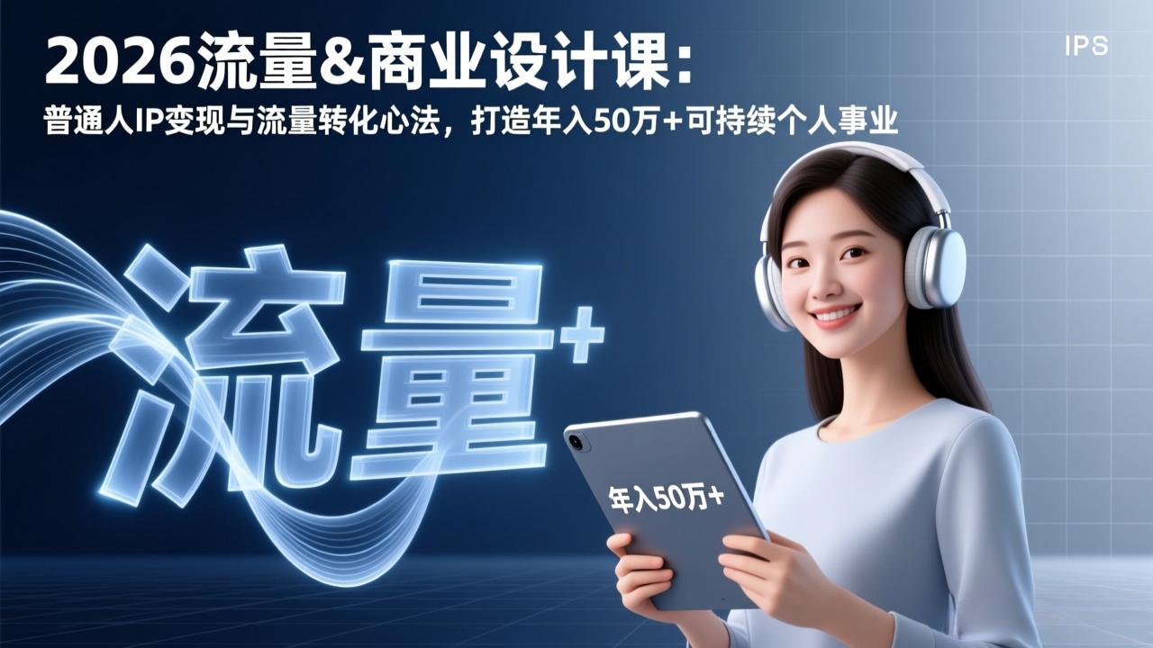 2026流量&商业设计课：普通人IP变现与流量转化心法，打造年入50万+可持续个人事业主用 -、辅助 +中赚资源